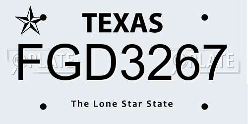 FGD3267 Texas License Plate