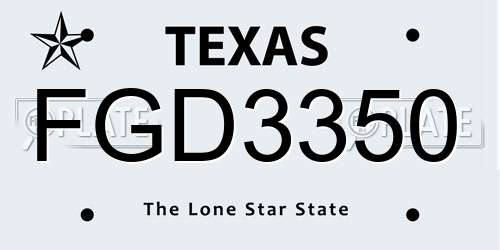 FGD3350 Texas License Plate
