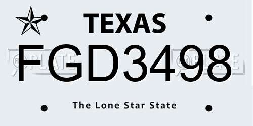 FGD3498 Texas License Plate