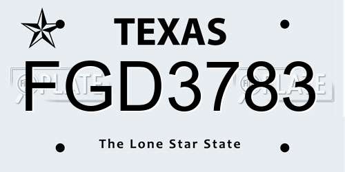 FGD3783 Texas License Plate