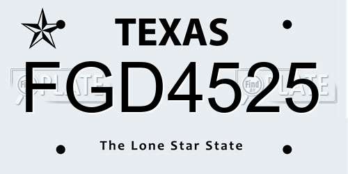 FGD4525 Texas License Plate