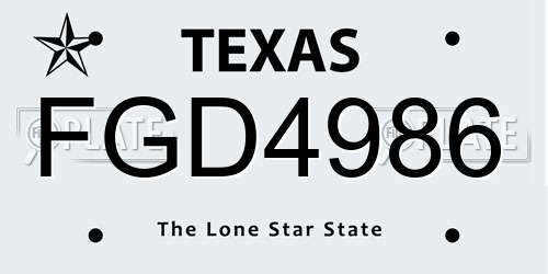 FGD4986 Texas License Plate