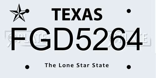 FGD5264 Texas License Plate