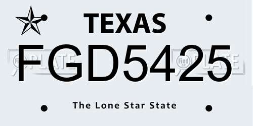 FGD5425 Texas License Plate