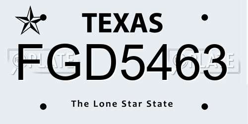 FGD5463 Texas License Plate