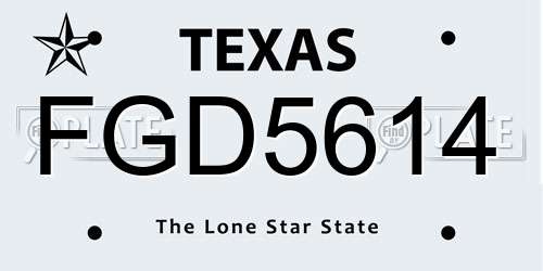 FGD5614 Texas License Plate
