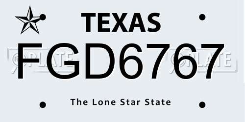 FGD6767 Texas License Plate