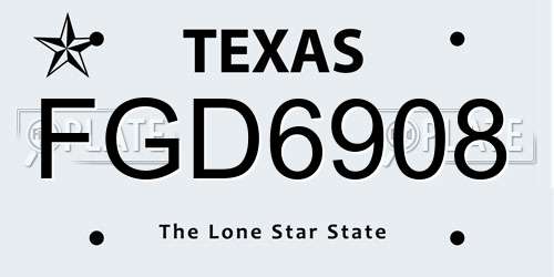 FGD6908 Texas License Plate