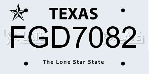 FGD7082 Texas License Plate