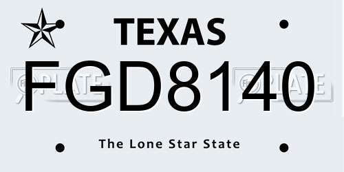 FGD8140 Texas License Plate
