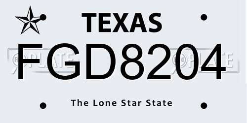 FGD8204 Texas License Plate