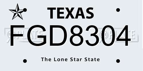 FGD8304 Texas License Plate