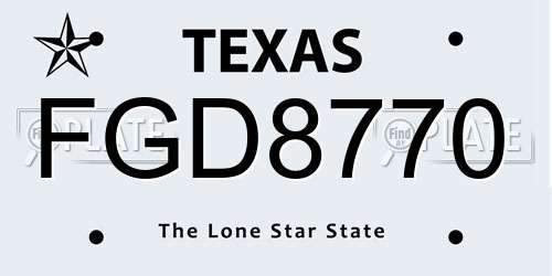 FGD8770 Texas License Plate