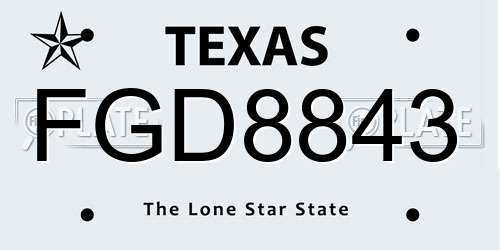 FGD8843 Texas License Plate