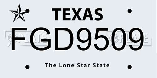 FGD9509 Texas License Plate