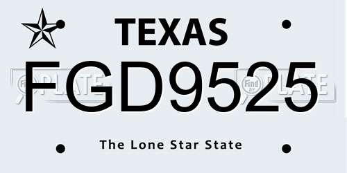 FGD9525 Texas License Plate
