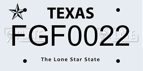 FGF0022 Texas License Plate