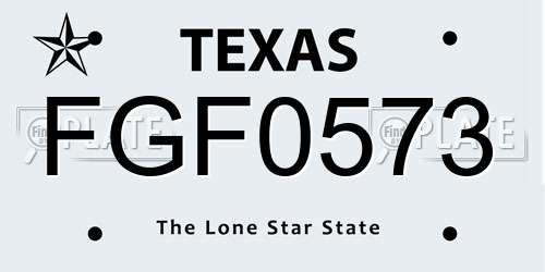 FGF0573 Texas License Plate