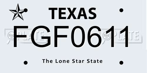 FGF0611 Texas License Plate