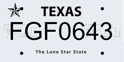 FGF0643 Texas License Plate