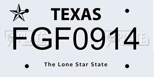 FGF0914 Texas License Plate