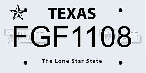 FGF1108 Texas License Plate