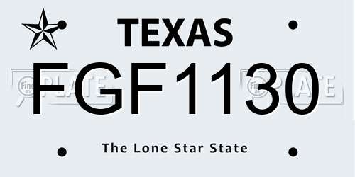 FGF1130 Texas License Plate