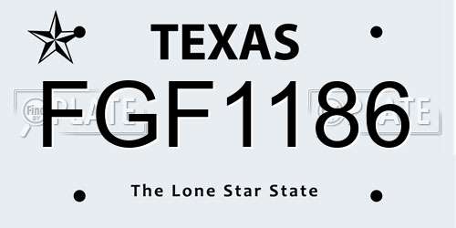 FGF1186 Texas License Plate