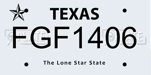FGF1406 Texas License Plate