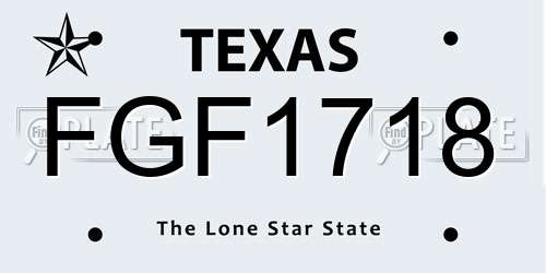 FGF1718 Texas License Plate