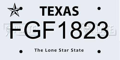 FGF1823 Texas License Plate