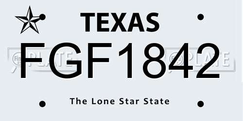 FGF1842 Texas License Plate