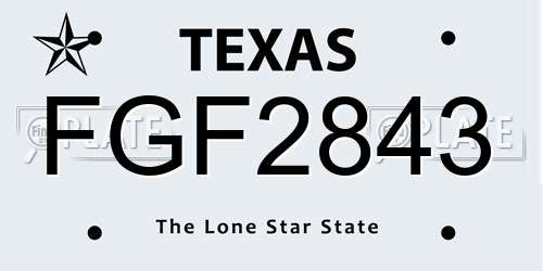 FGF2843 Texas License Plate