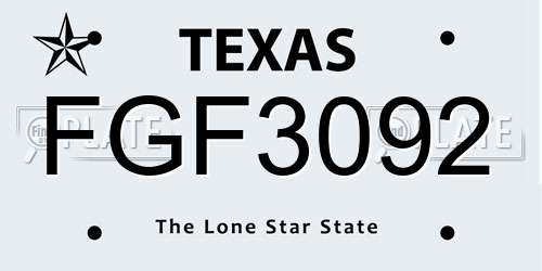 FGF3092 Texas License Plate