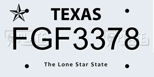 FGF3378 Texas License Plate