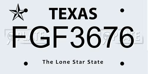 FGF3676 Texas License Plate