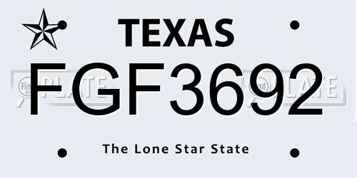 FGF3692 Texas License Plate