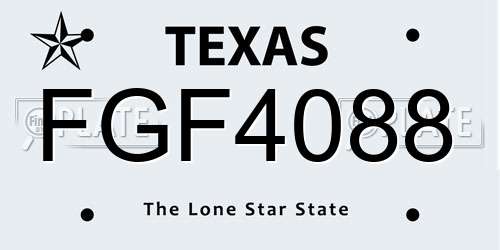 FGF4088 Texas License Plate