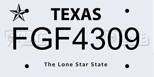 FGF4309 Texas License Plate