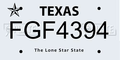 FGF4394 Texas License Plate