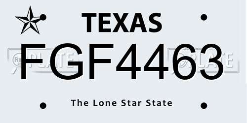FGF4463 Texas License Plate