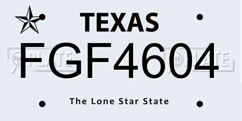 FGF4604 Texas License Plate