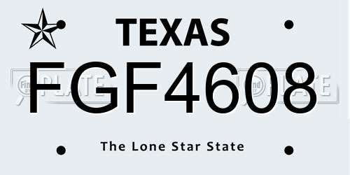 FGF4608 Texas License Plate