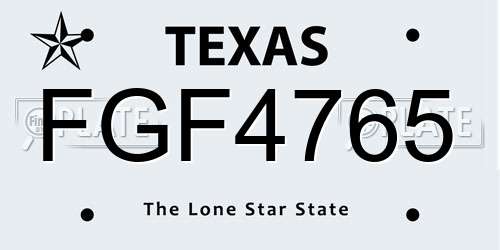 FGF4765 Texas License Plate