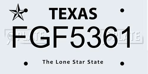 FGF5361 Texas License Plate