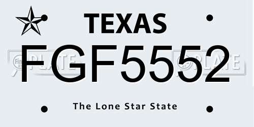 FGF5552 Texas License Plate