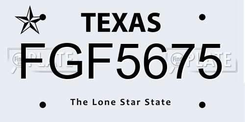 FGF5675 Texas License Plate
