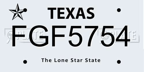 FGF5754 Texas License Plate