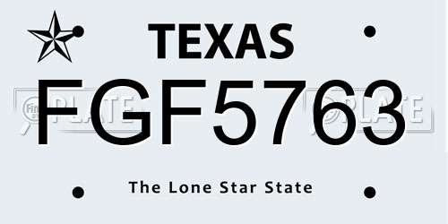 FGF5763 Texas License Plate