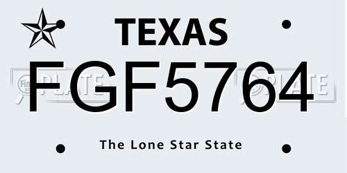 FGF5764 Texas License Plate